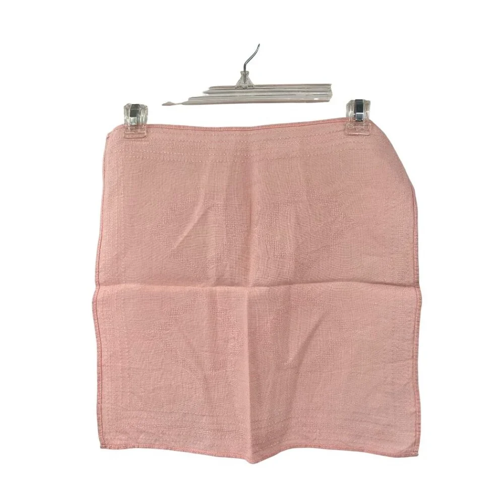 Vintage Linen Napkins Set 6 Blush Pink Peach Hemstitch 15